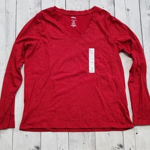 NWT Sonoma Petite Medium Red with gold glitter long sleeve top